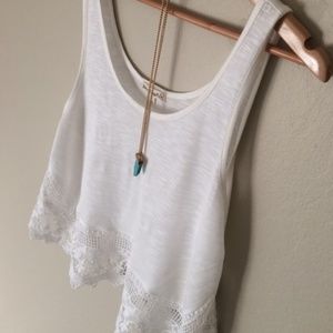 Boho White Tank Top - Love on a Hanger - S NWT